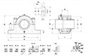 Split Pillow Blocks, Cast Iron Housing, Cyl. Bore, SNC Type - Dimensions