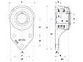 Three Bolt Flanged Unit, Stainless Steel Housing, Set Screw, SUCFB Type - Dimensions - 2