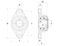 Two Bolt Rhombus Flanged Unit, Stainless Steel Housing, Set Screw, SUCFL Type - Dimensions - 2