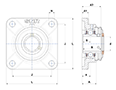 Four Bolt Square Flanged Unit, Stainless Steel Housing, Set Screw, SUCF Type - Dimensions - 2