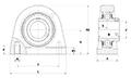 Tapped-Base Pillow Block Unit, Stainless Steel Housing, Set Screw, SUCPA Type - Dimensions