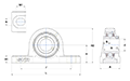 Pillow Block Unit, Stainless Steel Housing, Set Screw, SUCP Type - Dimensions
