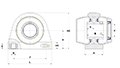 Tapped-Base Pillow Block Unit, Thermoplastic Housing, Set Screw, SUCTBL Type - Dimensions - 2