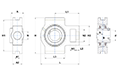 Take-Up Unit, Set Screw, Stainless Steel Housing, SUCT Type - Dimensions